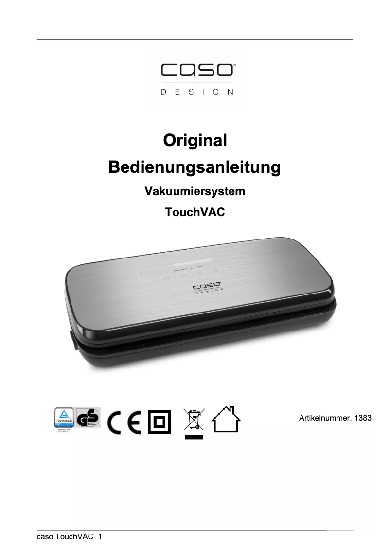 Image de la première page du manuel de l'appareil TouchVAC