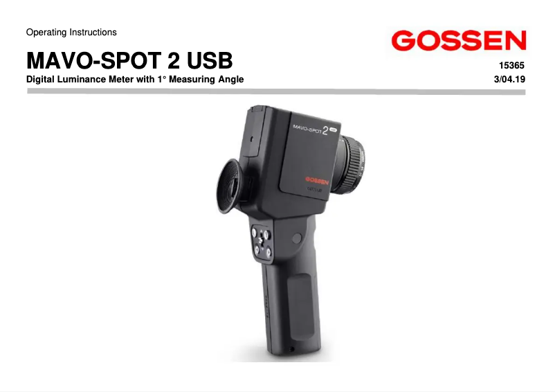 Page n°1 - Manuel utilisateur Gossen Metrawatt MAVO-SPOT 2 USB