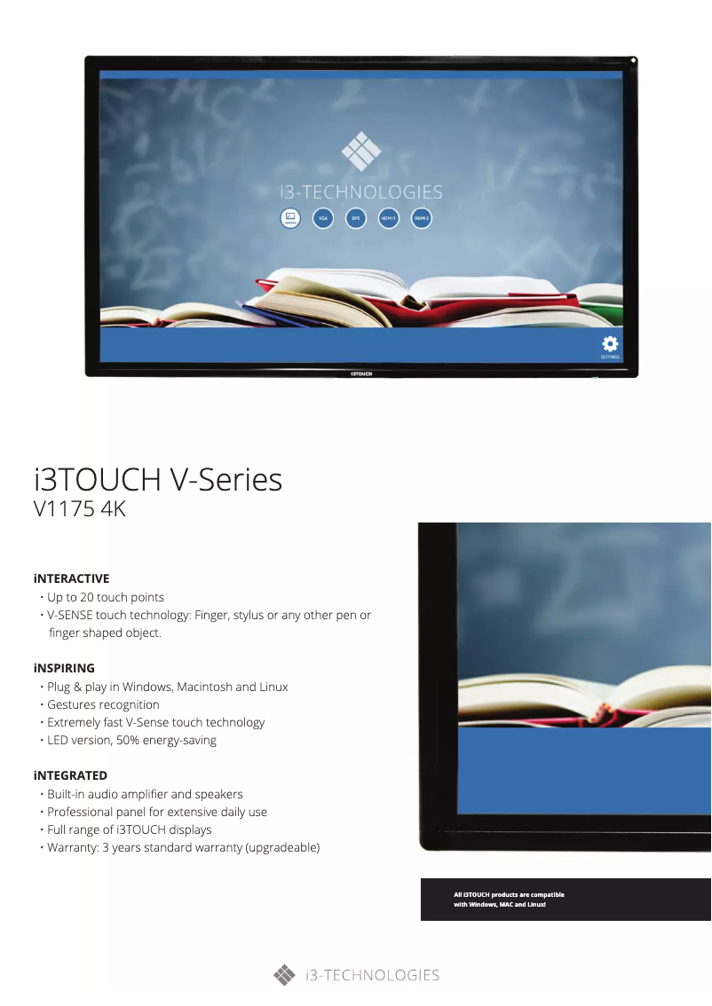 Image de la première page du manuel de l'appareil I3TOUCH V1175 4K
