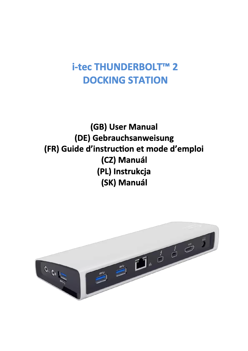Page 1 de la notice Manuel utilisateur i-TEC THUNDERDOCK2