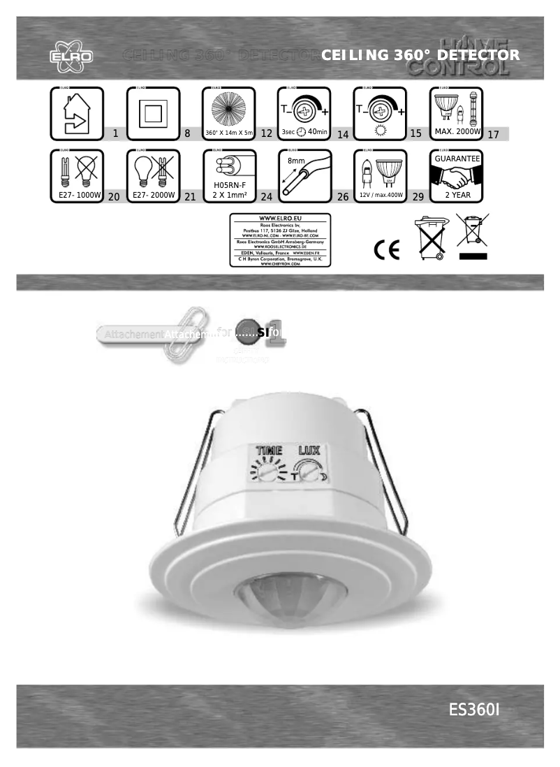 Page n°1 - Manuel utilisateur Elro ES360I