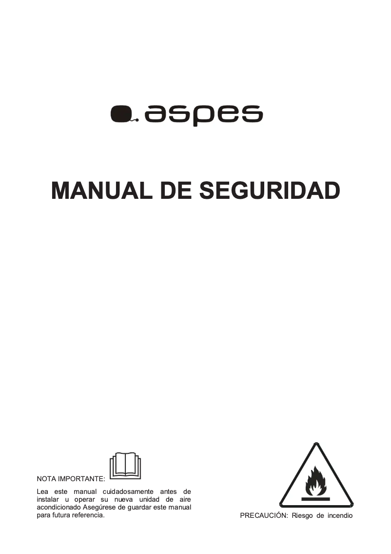 Page 1 de la notice Instructions de sécurité Aspes AAS1240