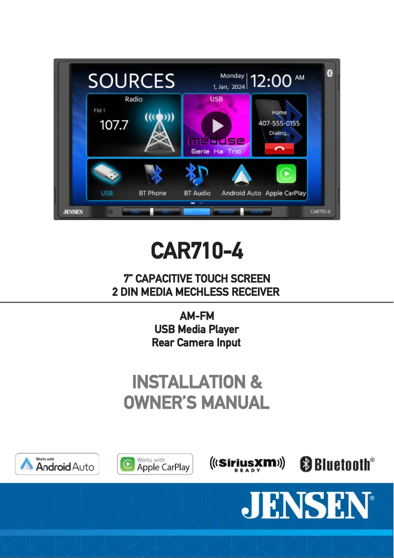 Page 1 de la notice Manuel utilisateur Jensen CAR701-4