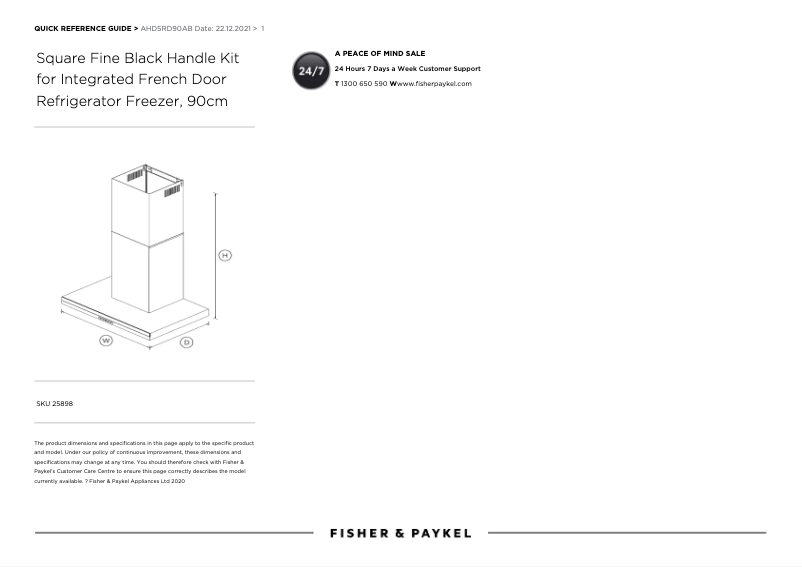 Page 1 de la notice Manuel utilisateur Fisher & Paykel AHD5RD90AB