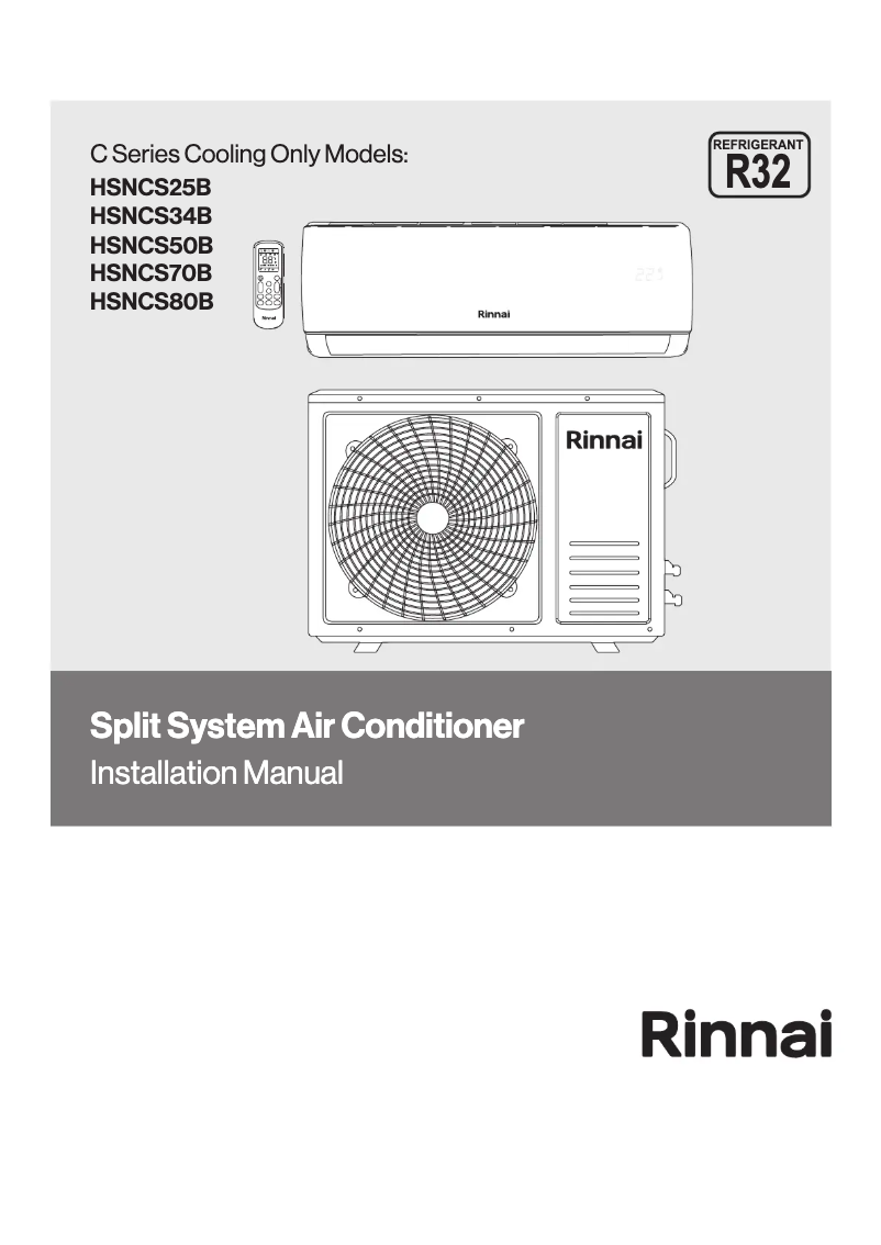 Page 1 of the manual User Manual Rinnai HSNCS70B