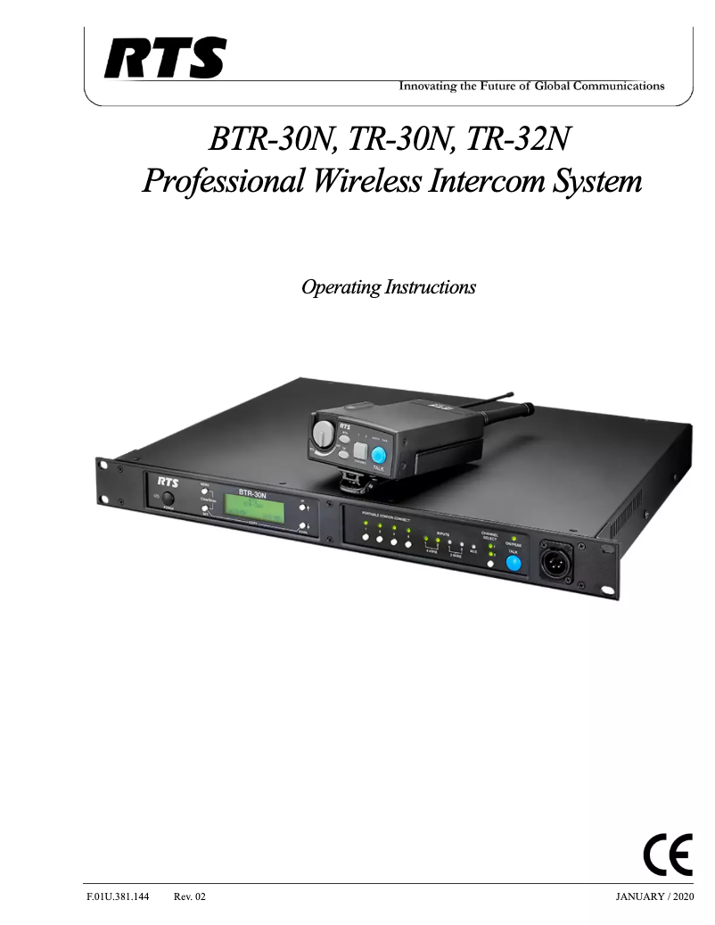 Page 1 de la notice Manuel utilisateur RTS BTR-30N