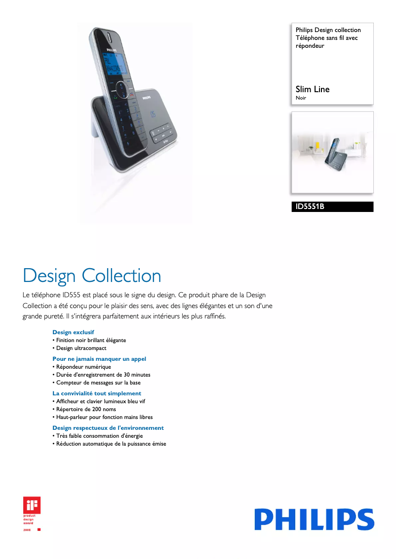 First page image of the manual for Design collection ID5551B