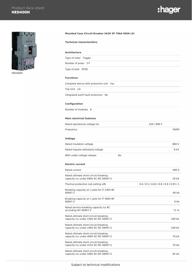 Image de la première page du manuel de l'appareil HED400H