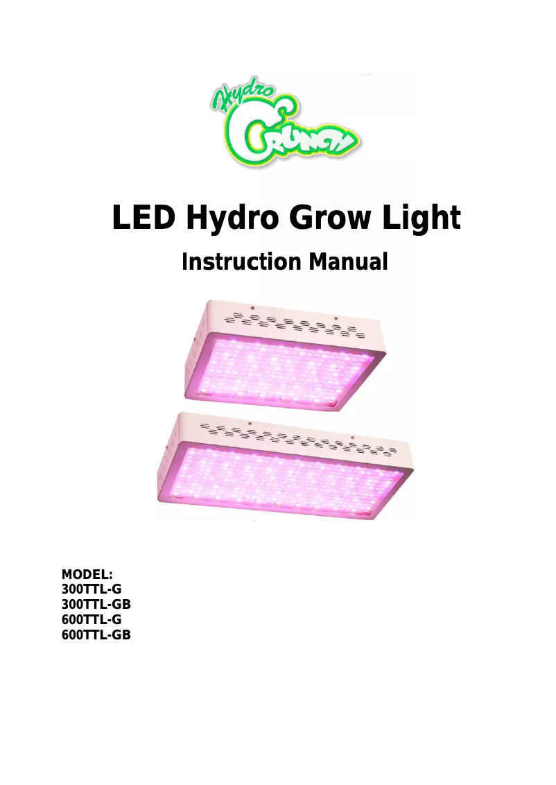 Página 1 del manual Manual de usuario Hydro Crunch 600TTL-GB