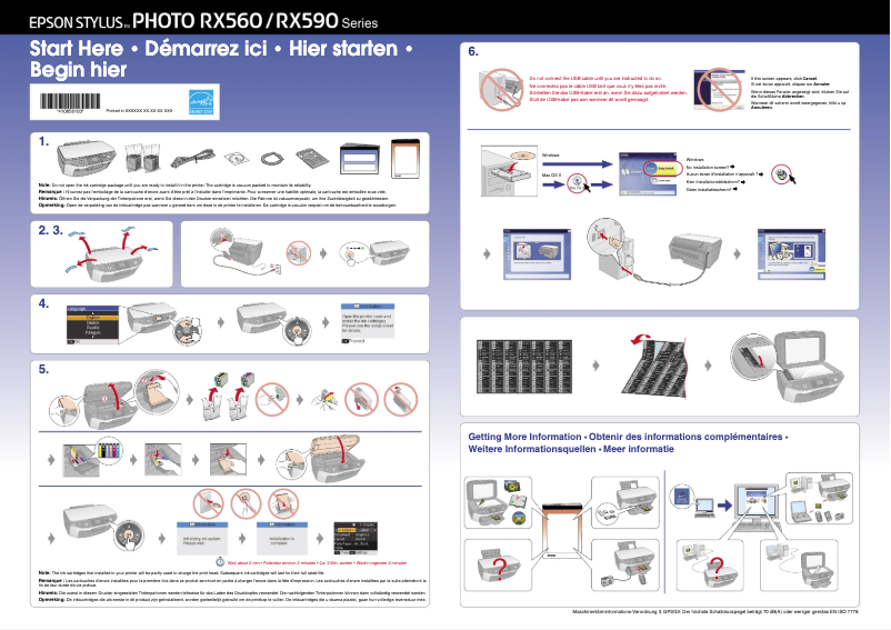 Page 1 de la notice Manuel utilisateur Epson Stylus Photo RX560