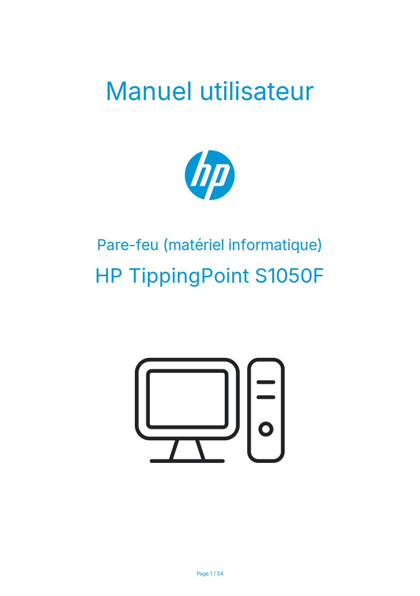 Image de la première page du manuel de l'appareil TippingPoint S1050F
