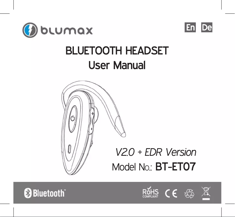 Page 1 de la notice Manuel utilisateur Blumax BT-ET07