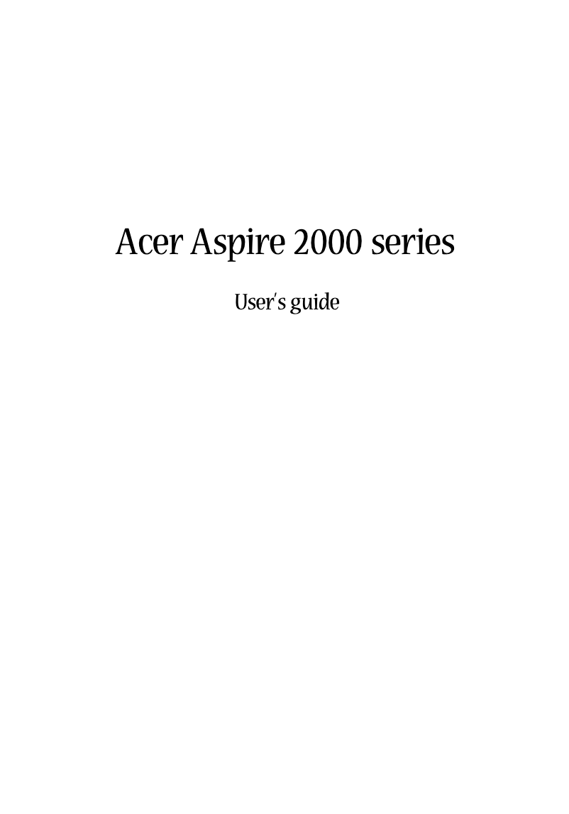 Page 1 de la notice Manuel utilisateur Acer Aspire 2000