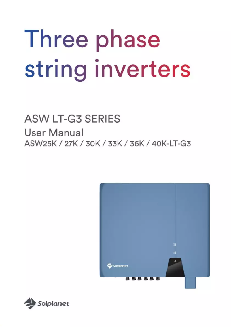 Page 1 de la notice Manuel utilisateur Solplanet ASW20K-LT-G2-Pro