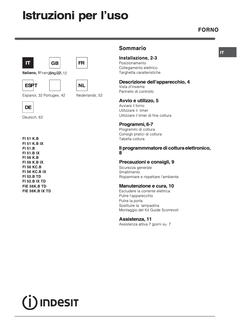 Image de la première page du manuel de l'appareil FI 52.B IX TD