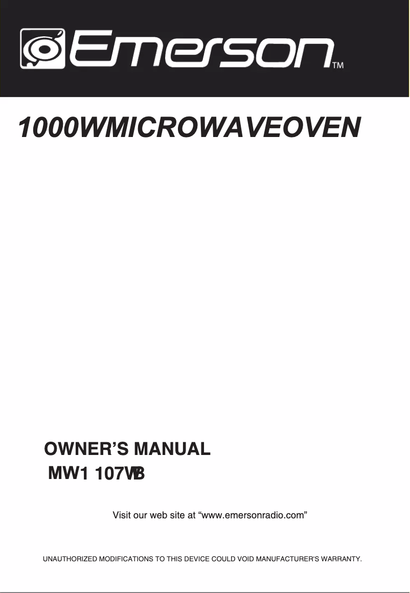 Image de la première page du manuel de l'appareil MW1107W