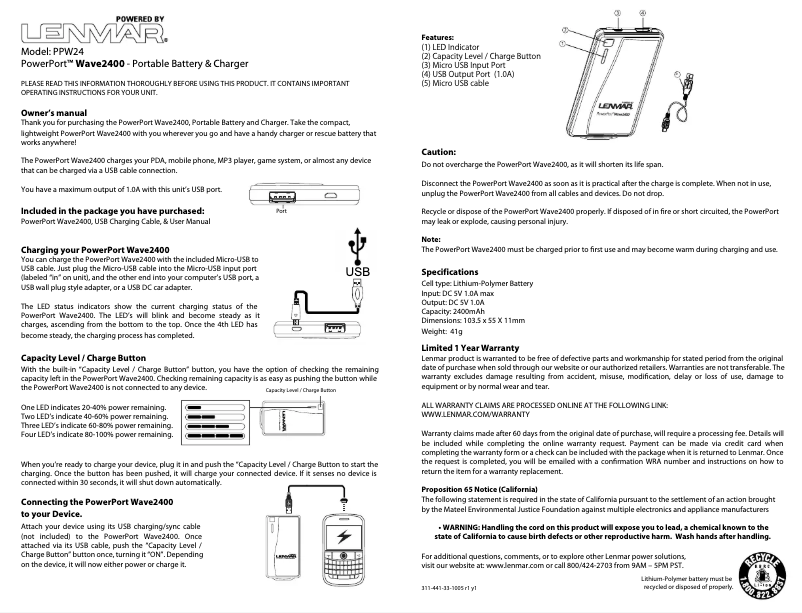 Image de la première page du manuel de l'appareil PowerPort Wave 2400