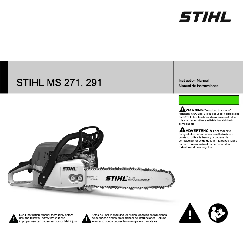 Page 1 de la notice Manuel utilisateur Stihl MS 291 C