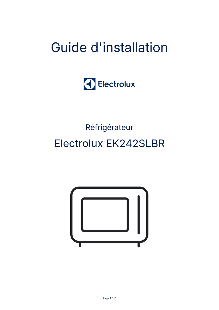 Image de la première page du manuel de l'appareil EK242SLBR