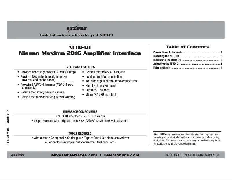 Image de la première page du manuel de l'appareil NITO-01