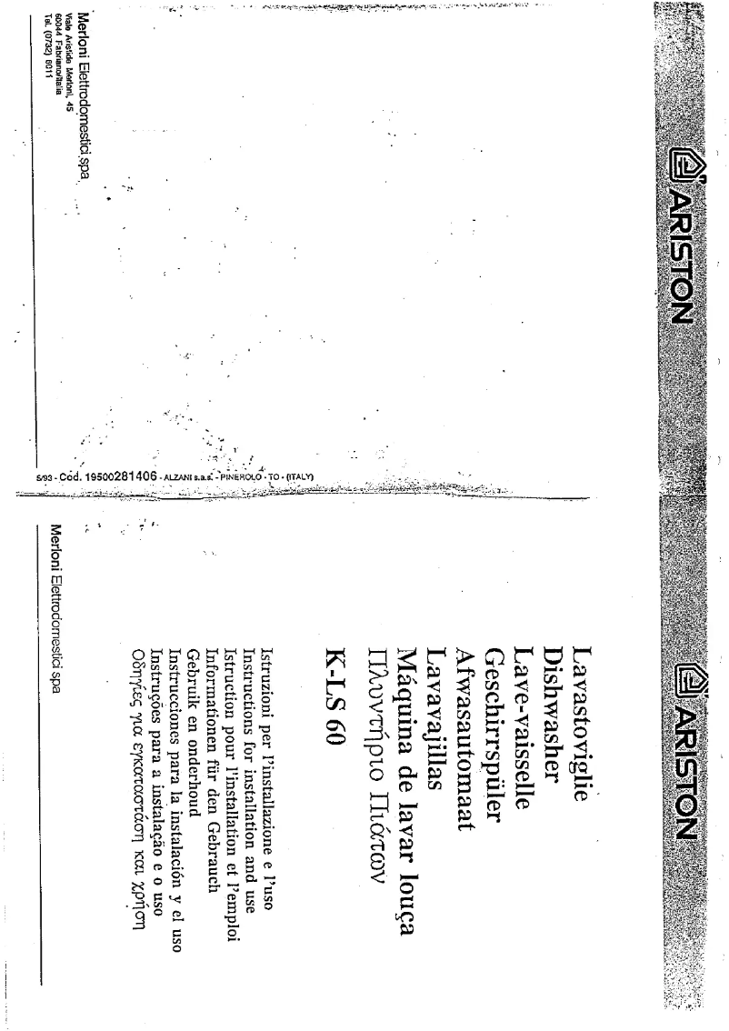 Page 1 de la notice Manuel utilisateur Ariston Thermo KLS60