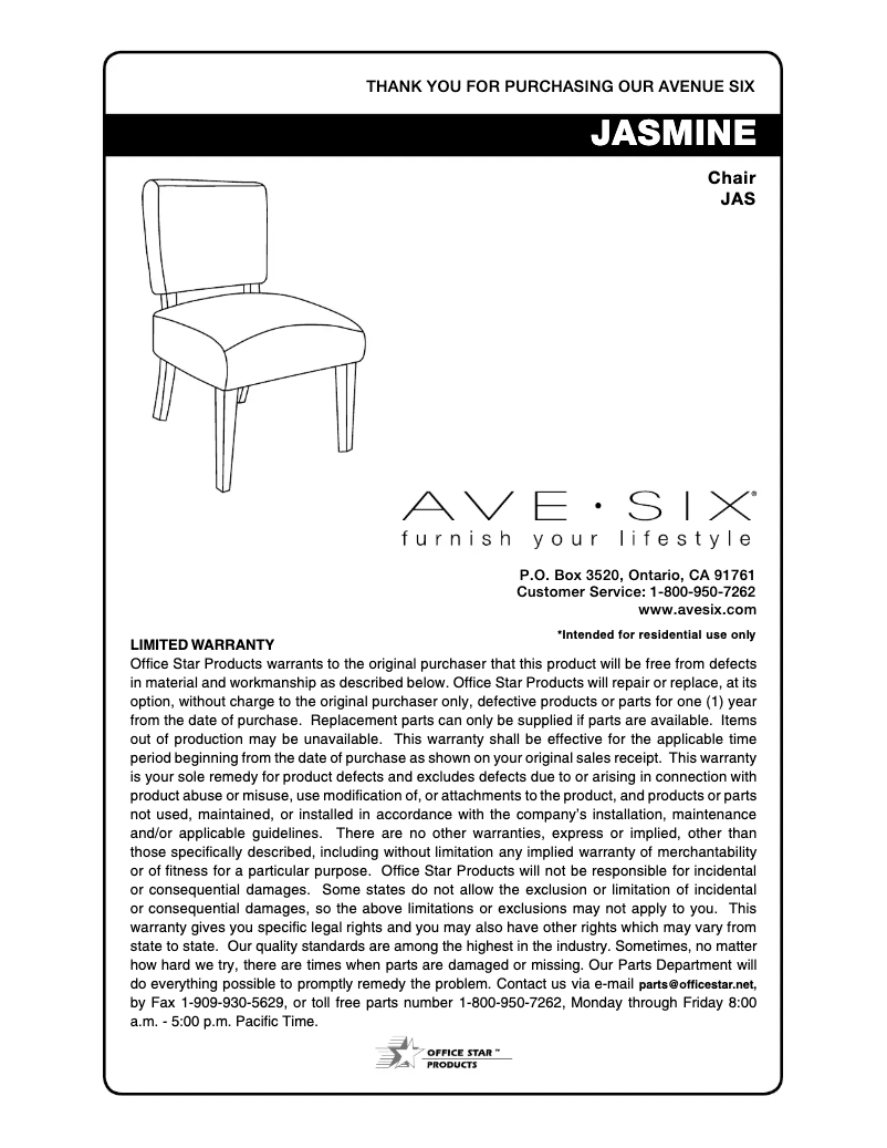 Page n°1 - Manuel utilisateur Ave Six Jasmine JAS