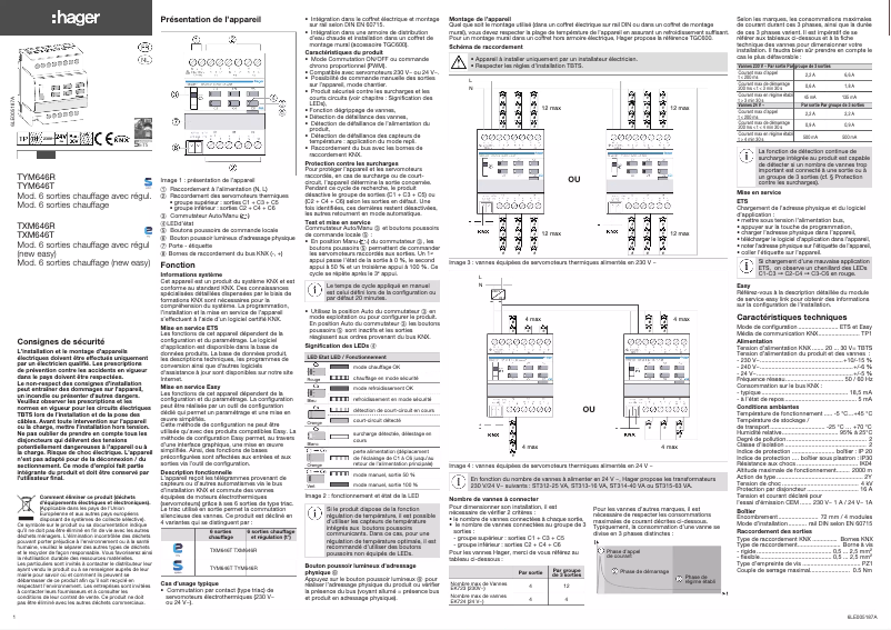 Page 1 de la notice Manuel utilisateur Hager TYM646R