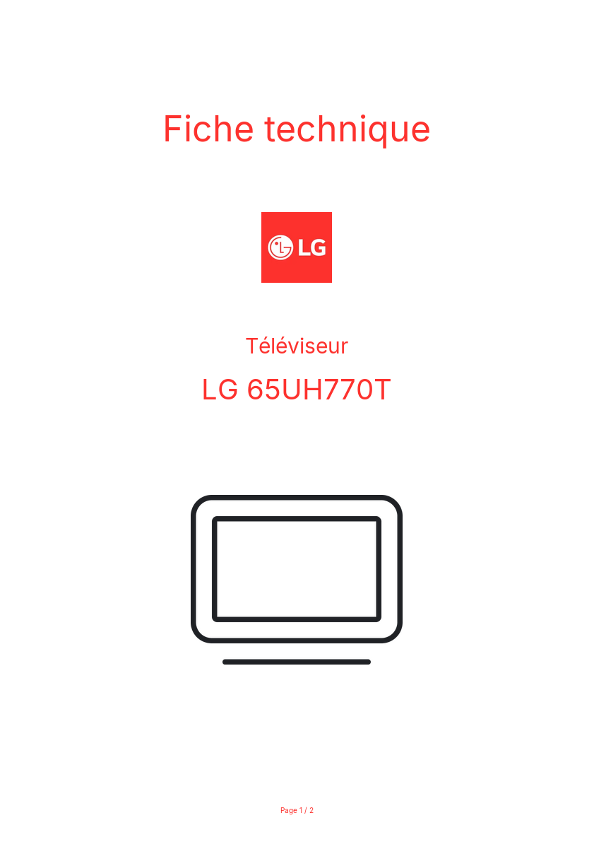 Page n°1 - Fiche technique LG 65UH770T