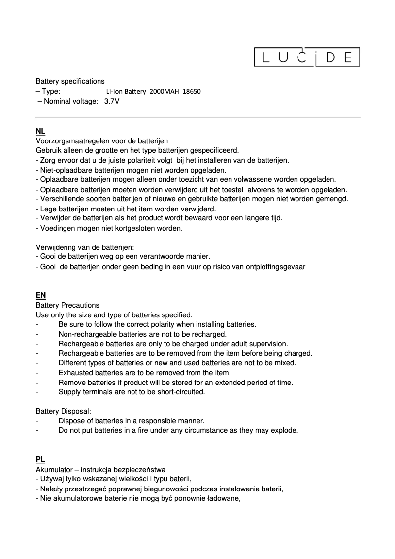 Página 1 del manual Manual de usuario Lucide Basic 22862/04/31