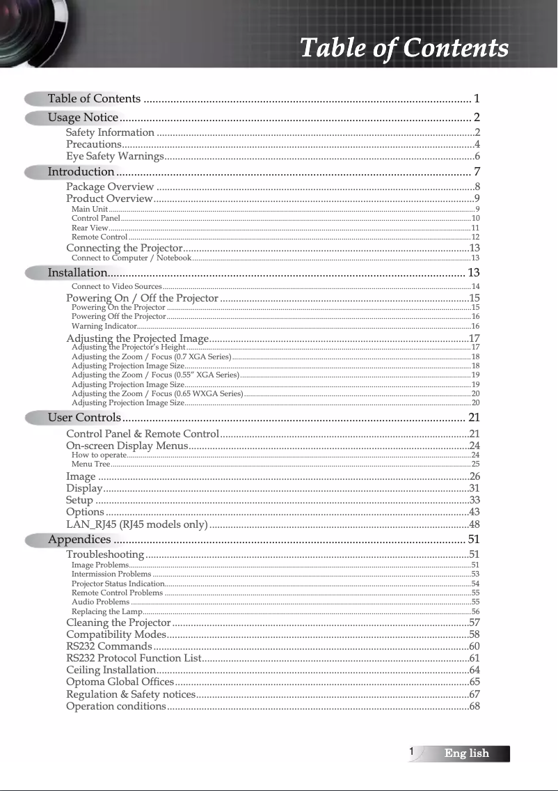 Page n°1 - Manuel utilisateur Optoma EW674N