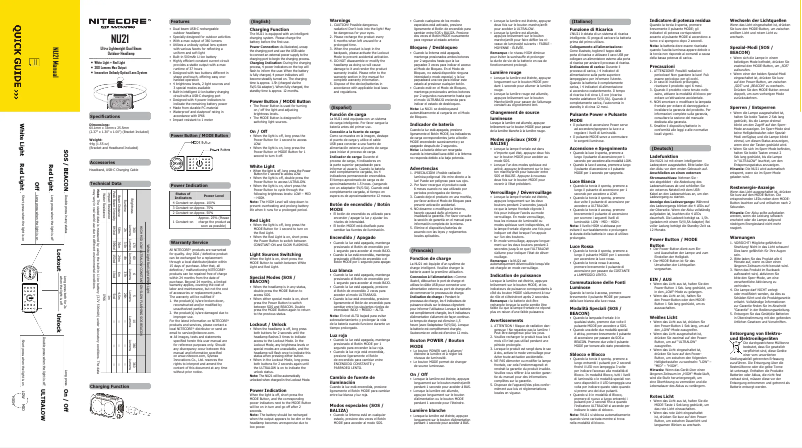 Page 1 de la notice Manuel utilisateur Nitecore NU21