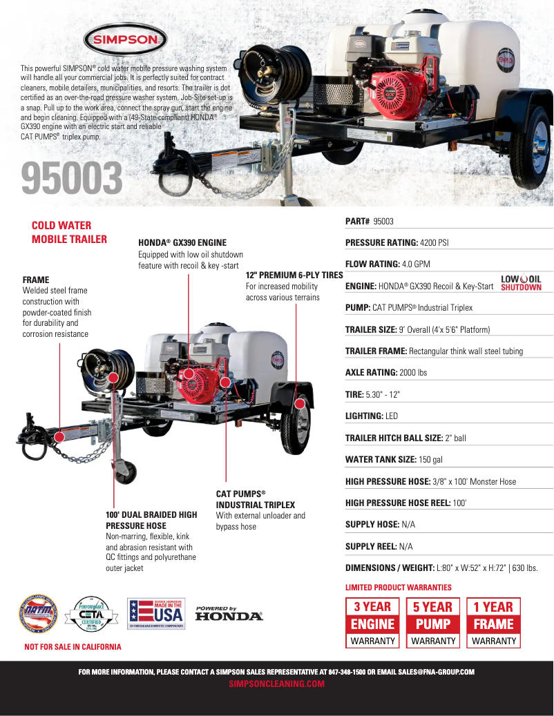 Page 1 de la notice Fiche technique Simpson 95003