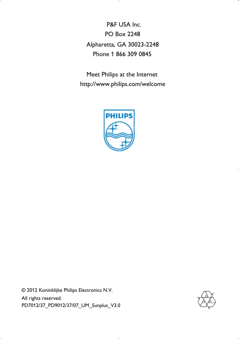 Page 1 de la notice Manuel utilisateur Philips PD7012