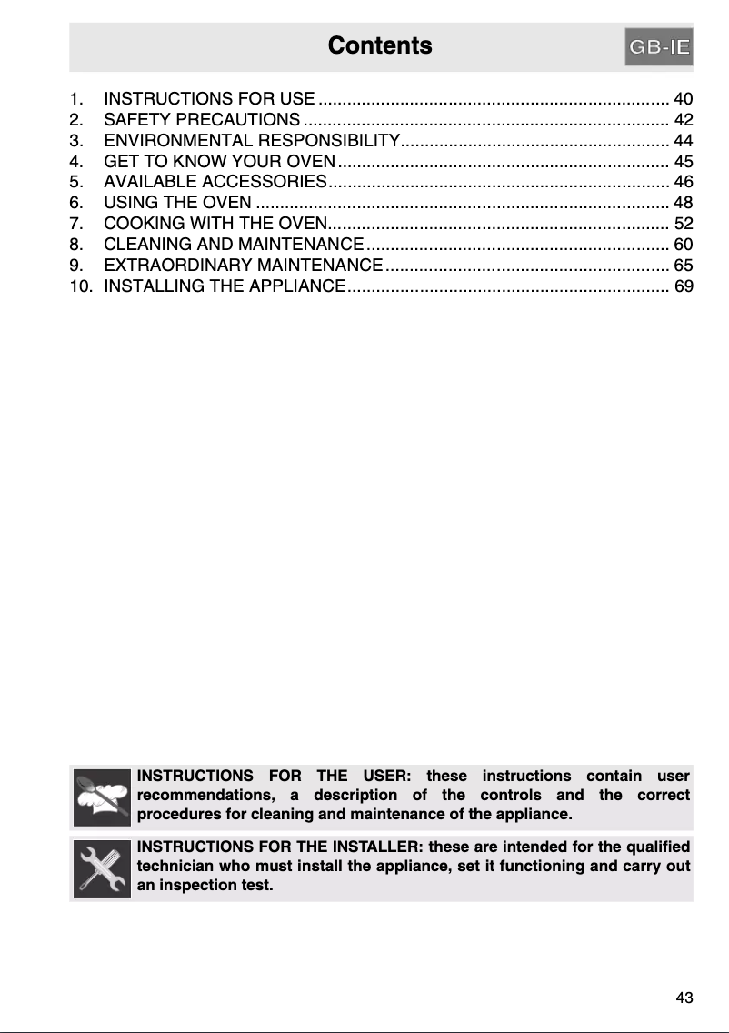 Page 1 de la notice Manuel utilisateur Smeg SC0468X-8