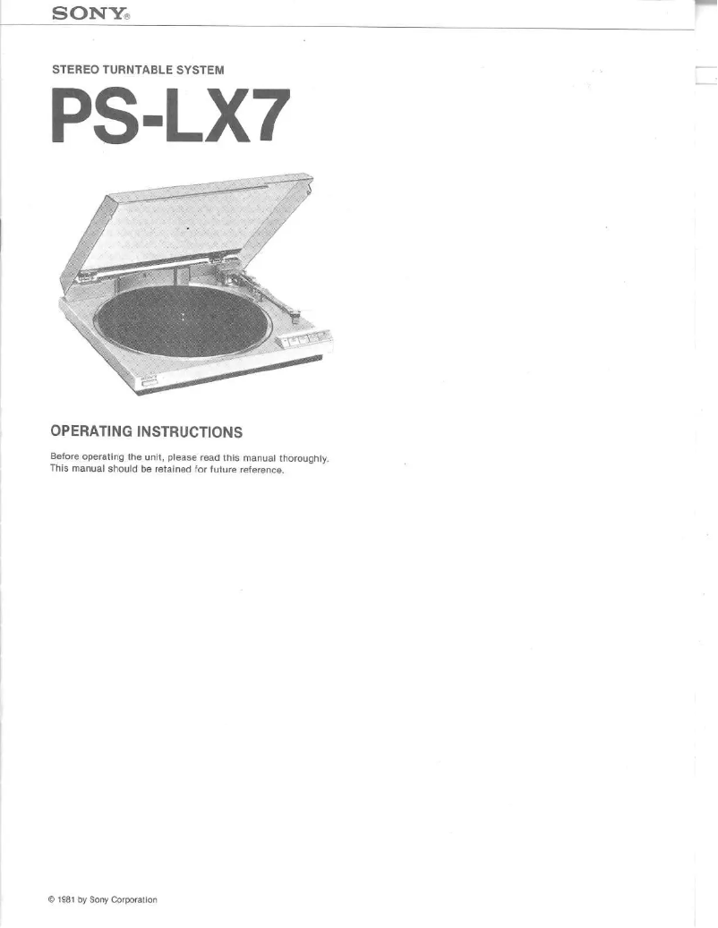 Page n°1 - Manuel utilisateur Sony PS-LX7