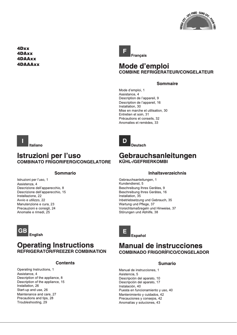 Page 1 de la notice Manuel utilisateur Hotpoint Ariston 4DAAAxx