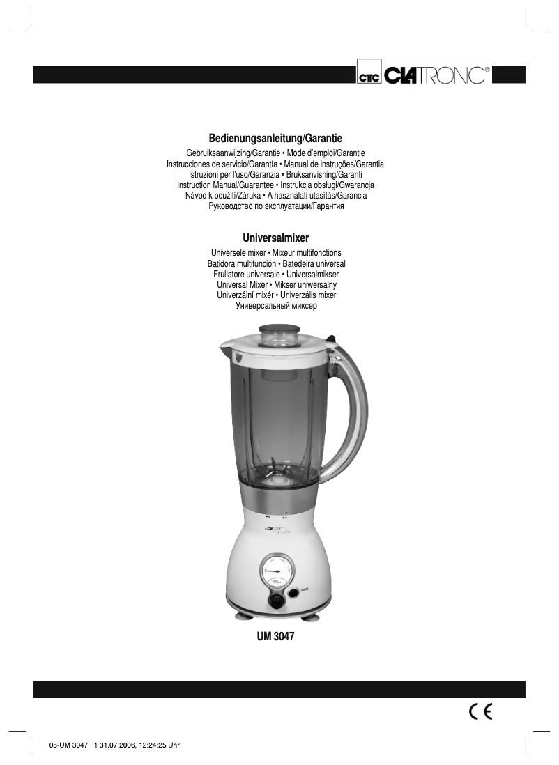 Page 1 de la notice Manuel utilisateur Clatronic UM 3047