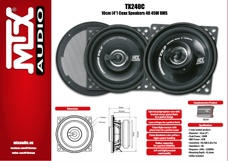 Page n°1 - Manuel utilisateur MTX Audio TX240C