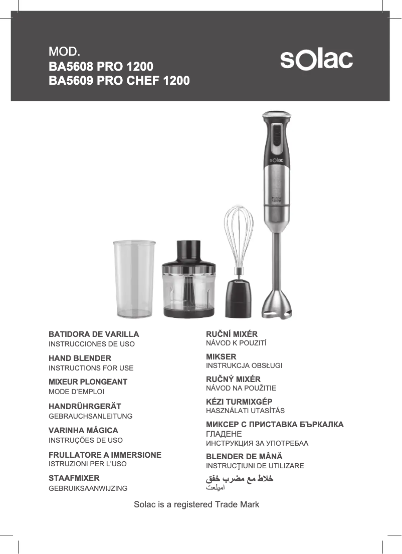 Page 1 de la notice Manuel utilisateur Solac Pro Chef 1200 BA5609