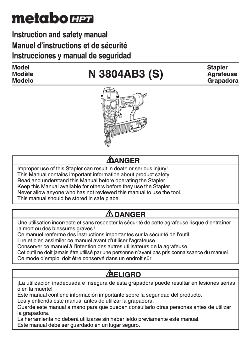 Page 1 of the manual User Manual Metabo N3804AB3