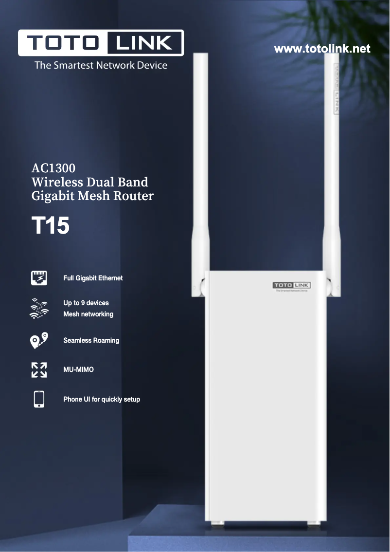 Page 1 de la notice Manuel utilisateur Totolink T15