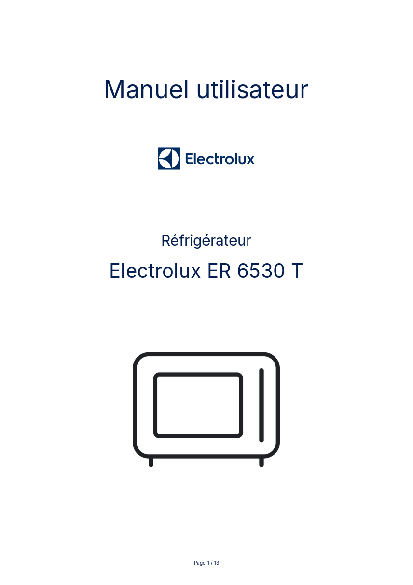 Page n°1 - Manuel utilisateur Electrolux ER 6530 T