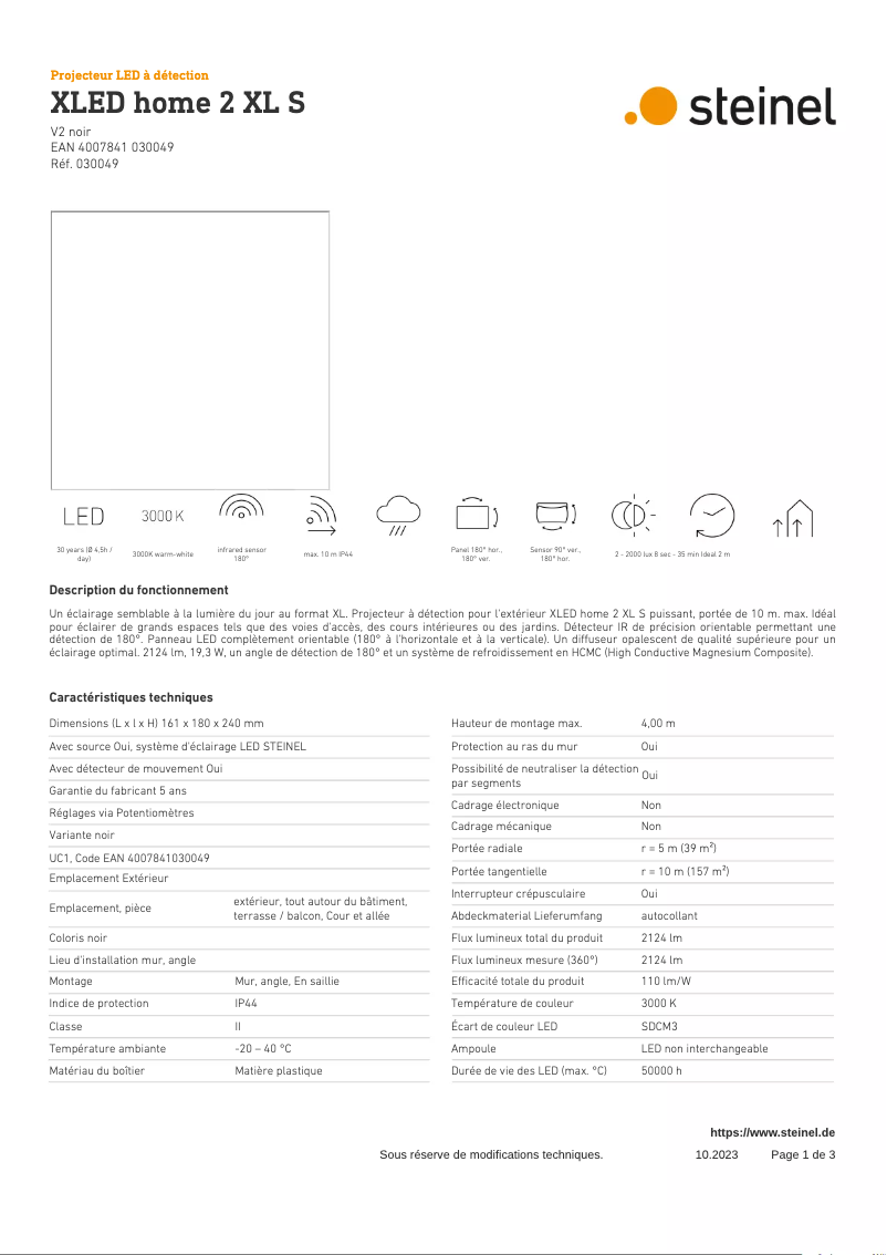 Image de la première page du manuel de l'appareil XLED home 2 XL S