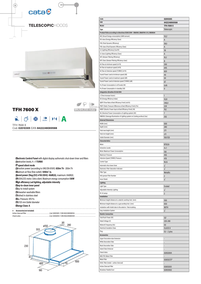 Page 1 de la notice Manuel utilisateur CATA TF 7600 X