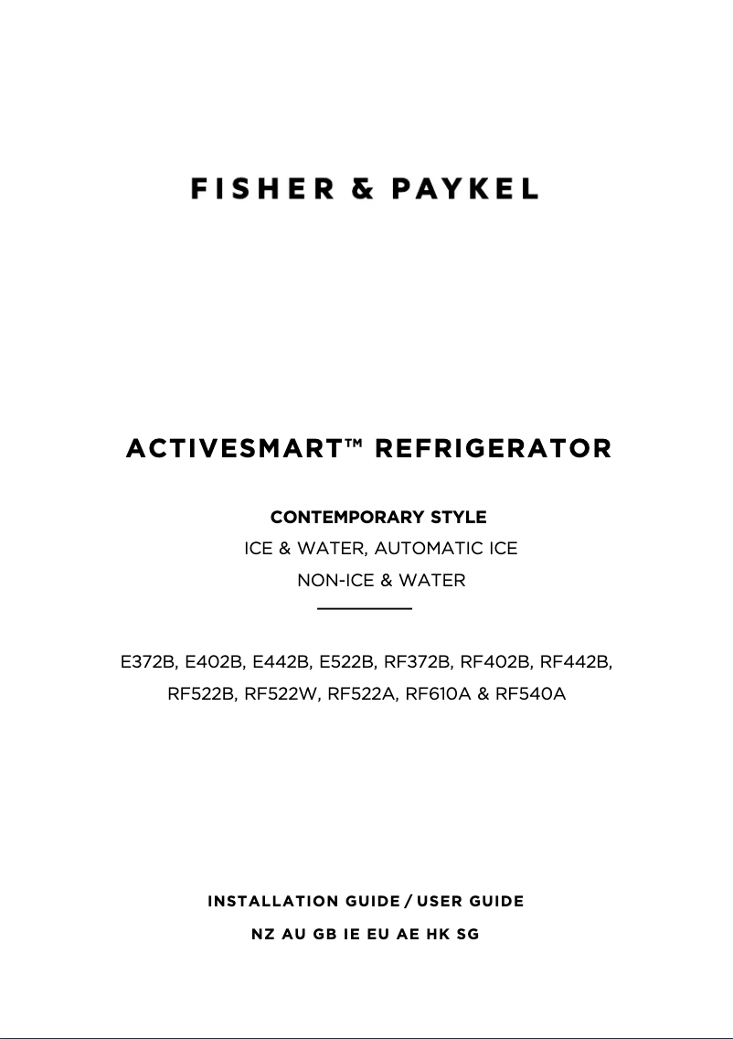 Page n°1 - Manuel utilisateur Fisher & Paykel RF610ADJX6