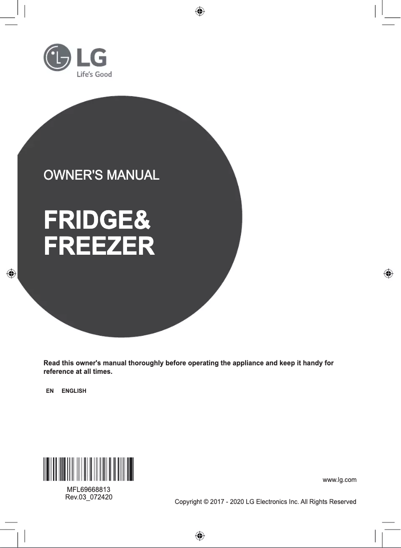 Image de la première page du manuel de l'appareil GR-B247KQDV