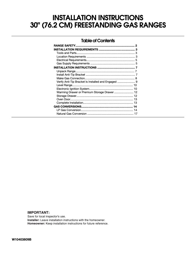 Page 1 de la notice Instructions / montage Whirlpool WFG510S0AW