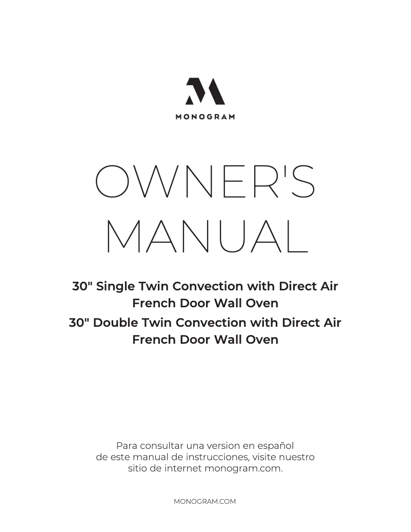 Page 1 de la notice Manuel d'utilisation et d'entretien Monogram ZTSX1FPSNSS