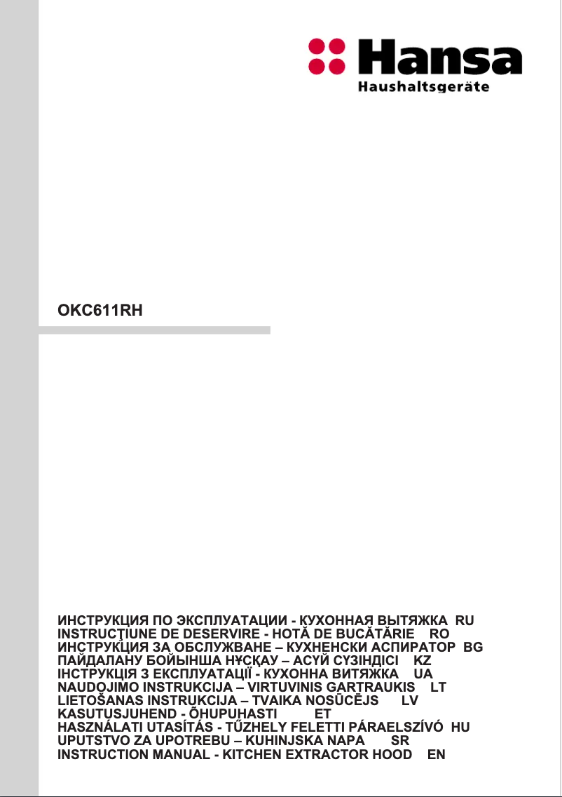 Page n°1 - Manuel utilisateur Hansa OKC611RH