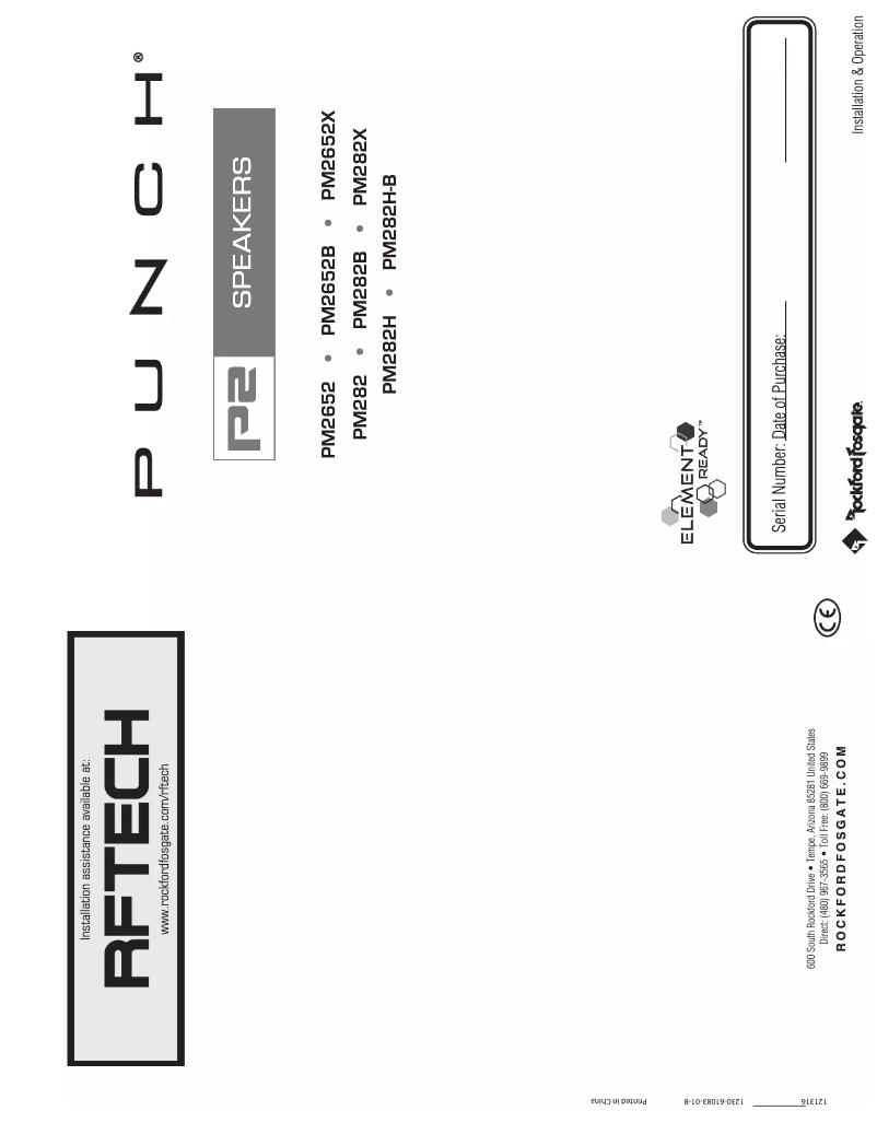 Page n°1 - Manuel utilisateur Rockford Fosgate Punch Marine PM282H-B